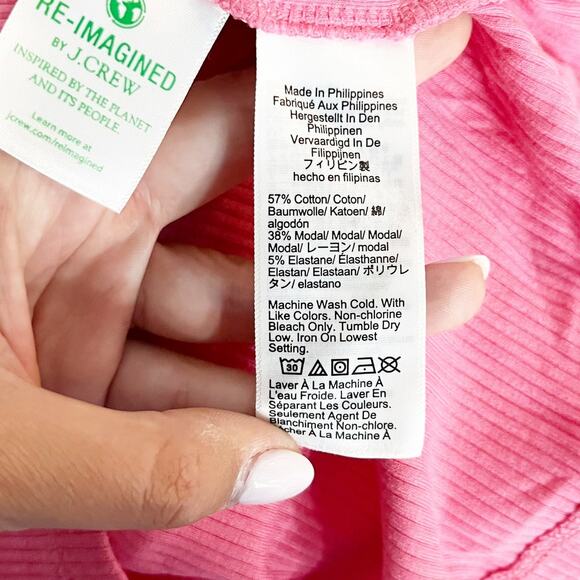 J. Crew Vintage Rib Ruffle Sleeve Shirt Tank Top Pink XS - Picture 4 of 7